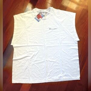 NWT CHAMPION Men's Shirt Top Cap Sleeve Raglan White Tee Shirt Cotton Jersey XXL